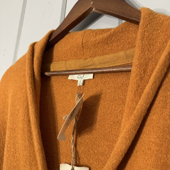 Easel Oversized Top it off Sweater Button Front Grampa Cardigan Ginger orange S - Picture 10 of 15